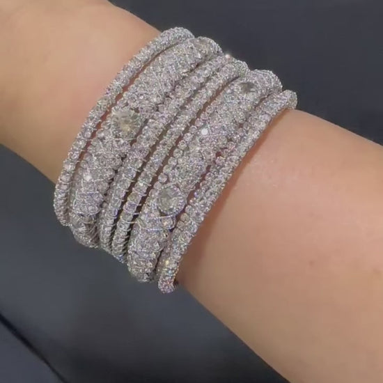 Set of 6 bangles - Pakistani Indian Jewellery - Silver - Video