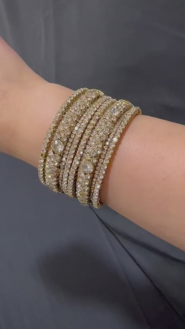 Set of 6 bangles - Pakistani Indian Jewellery - Gold - Video