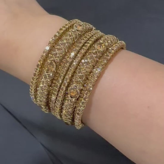 Set of 6 bangles - Pakistani Indian Jewellery - Gold - Video