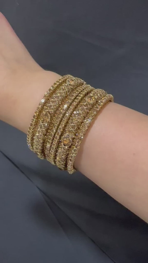 Set of 6 bangles - Pakistani Indian Jewellery - Gold - Video
