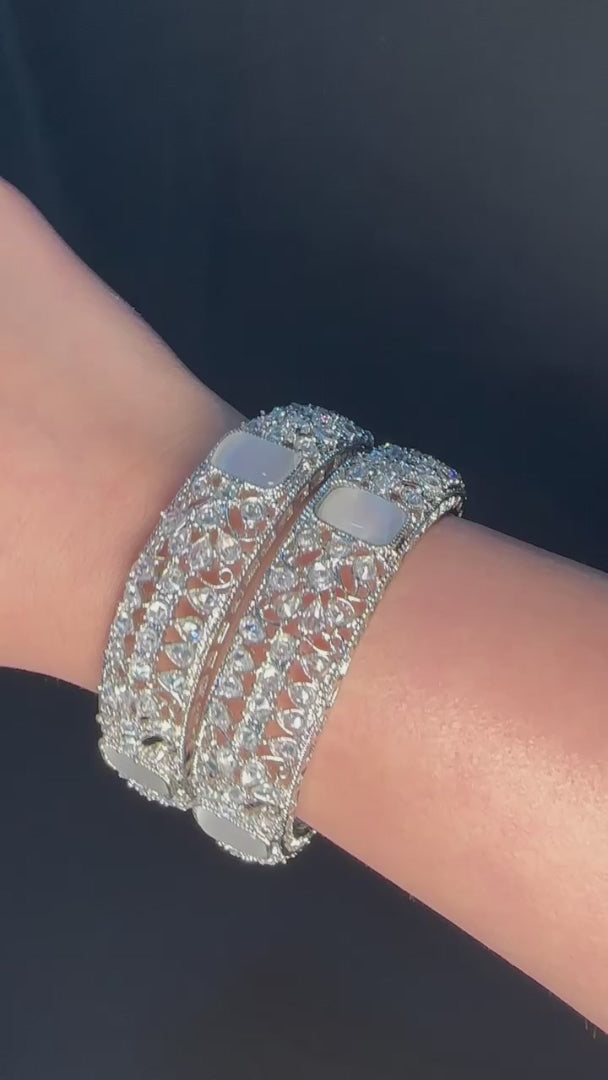 Pair of Silver Karas with grey stone from Lylahs Jewellery - Close Up Video 